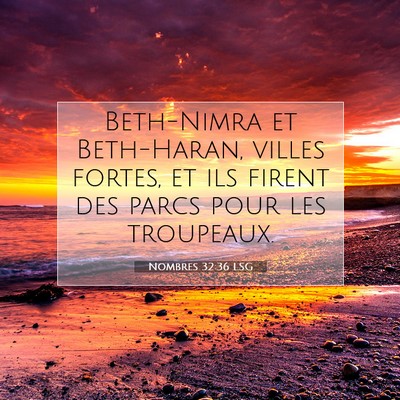 Nombres 32:36 LSG Image du verset biblique