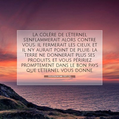 Deutéronome 11:17 LSG Image du verset biblique
