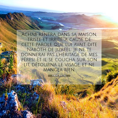 1 Rois 21:4 LSG Image du verset biblique
