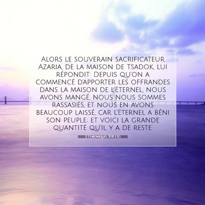 2 Chroniques 31:10 LSG Image du verset biblique