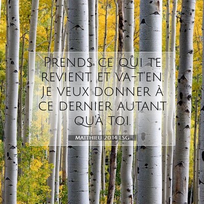 Matthieu 20:14 LSG Image du verset biblique